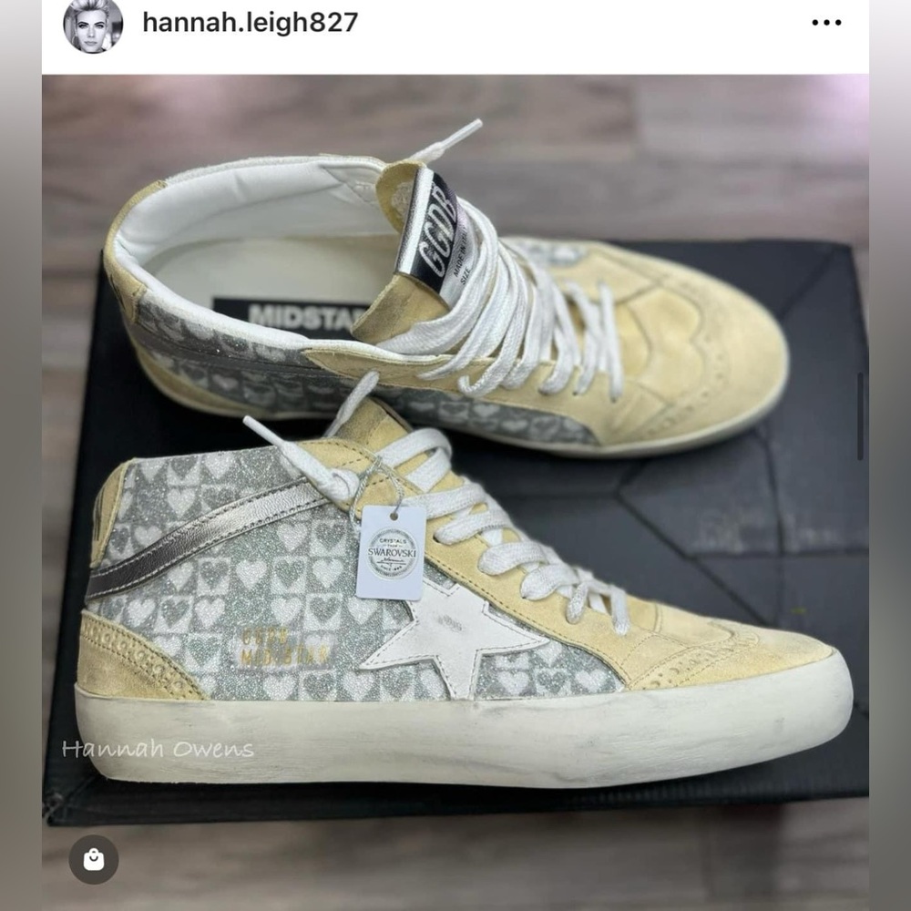 Golden Goose Swarovski crystal heart pattern Midstars — size 40 (US 10) // $1795